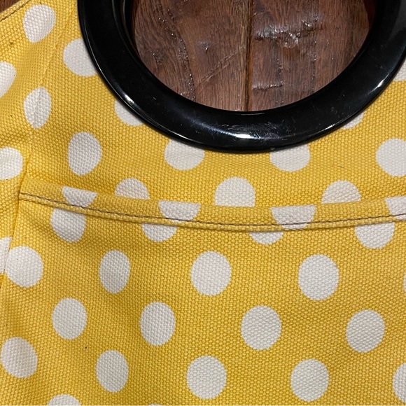 J.Crew Polka Dot Canvas Tote Enamel Handle- rare! - Picture 2 of 5